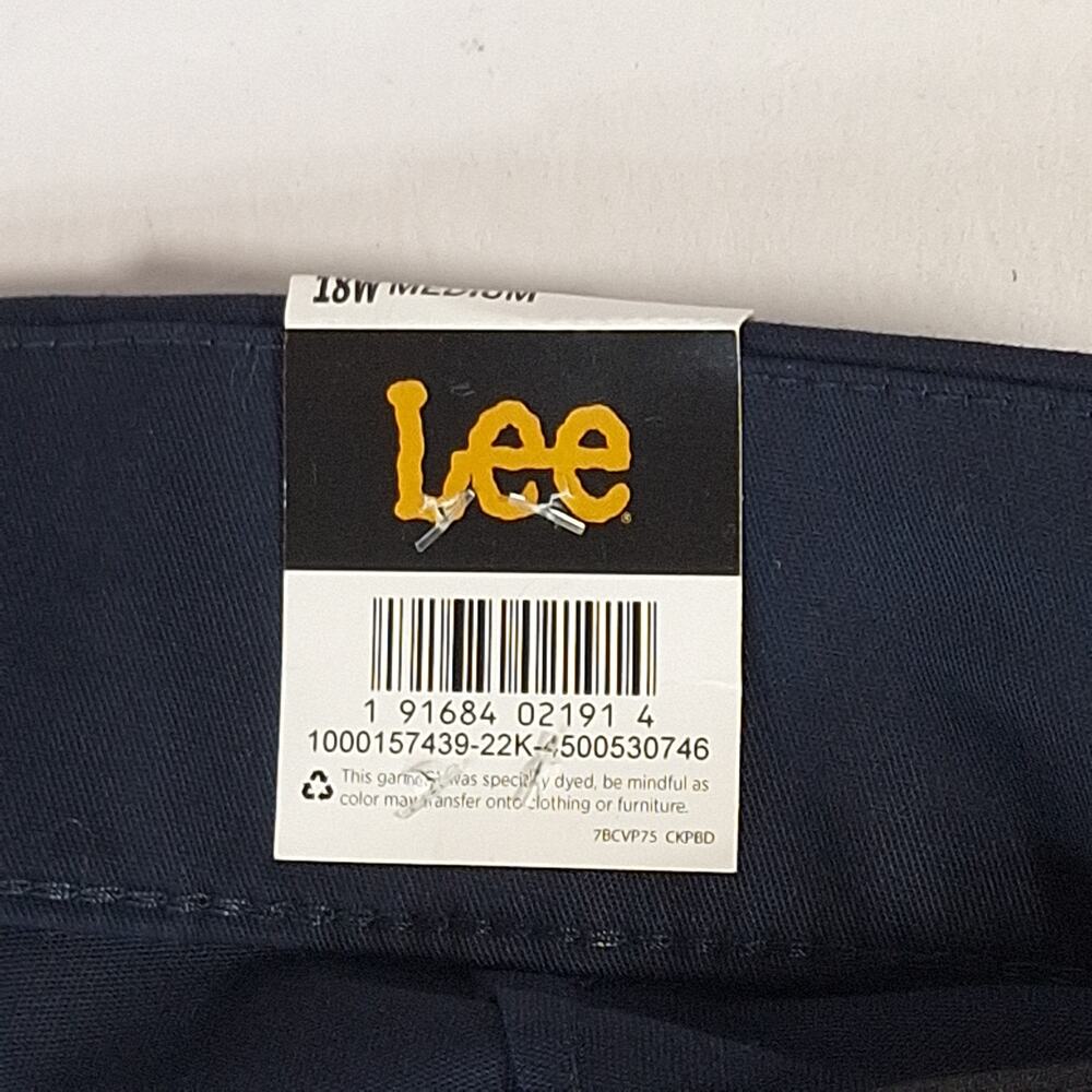 Lee Navy Blue Slacks Pants 18W Women's Straight Leg Mid Rise Stretch Work NWT - Picture 5 of 11